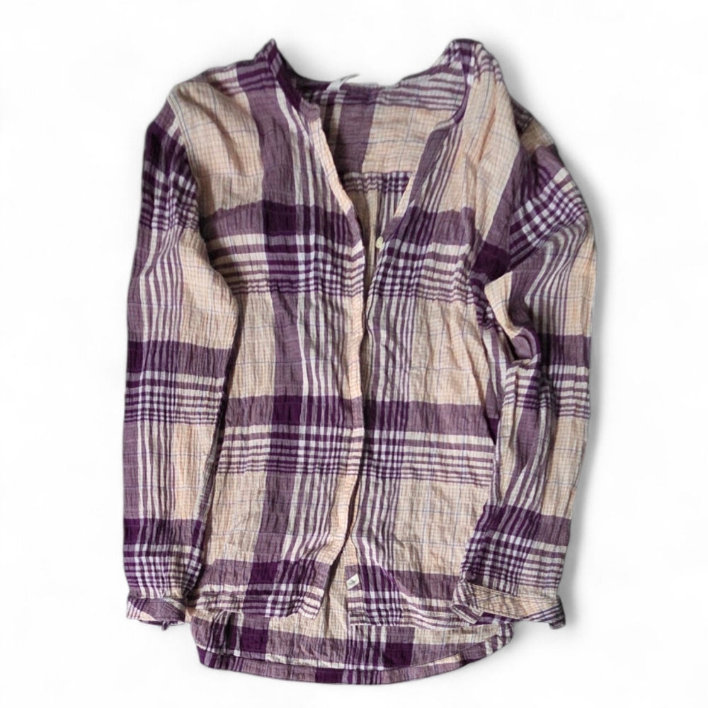 Purple and Cream Plaid Shirt